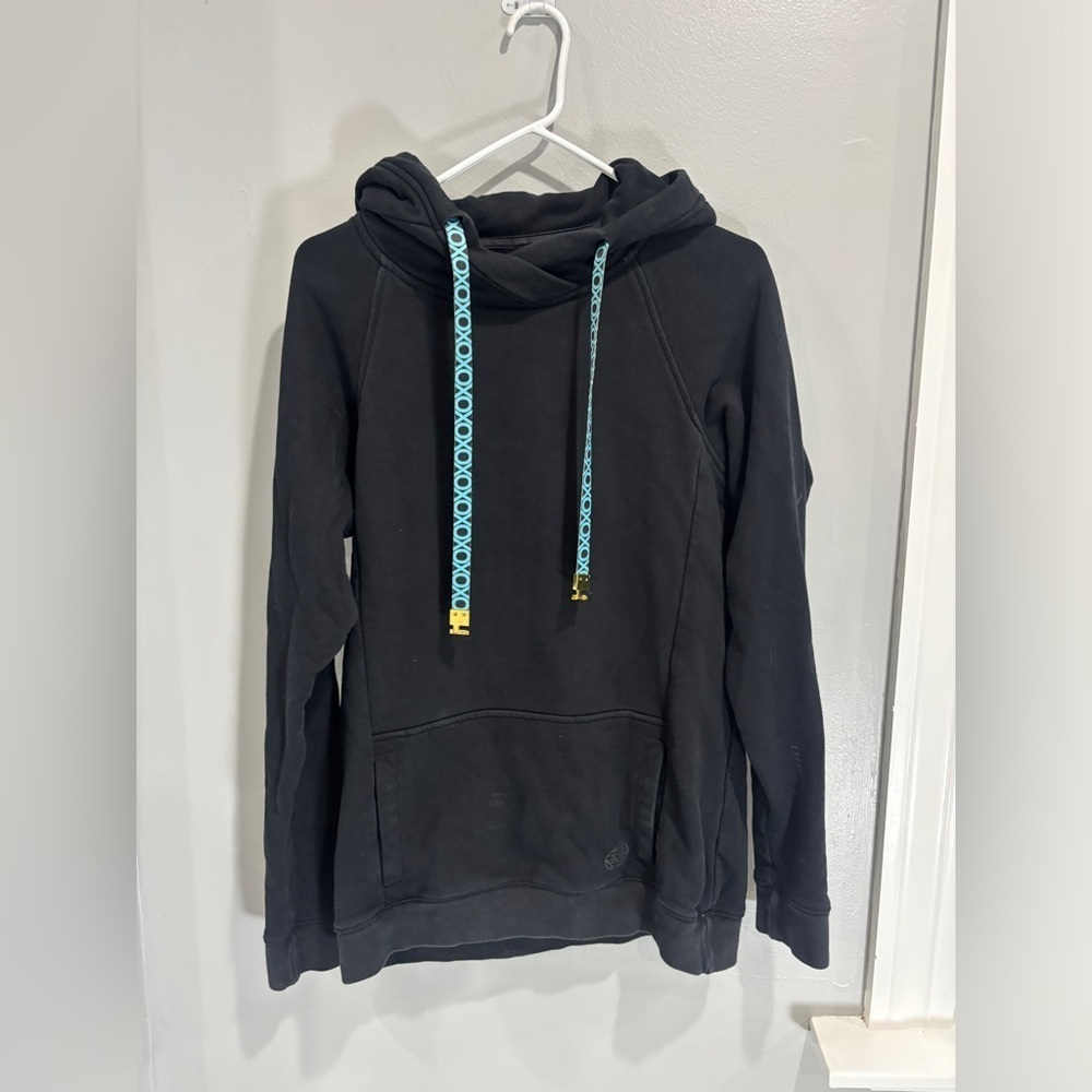ZOX Hoodie Mens Small Black Pullover Drawstring Cotton